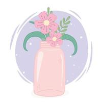 ornamento di decorazione di fiori rosa vaso di muratore vettore