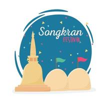 songkran festival sand pagoda thailandia celebrazione vettore