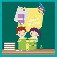 indietro per scuola bambini e libro vettore modello