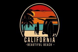 california bellissima spiaggia color arancio verde e crema vettore