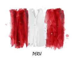 bandiera realistica della pittura ad acquerello del perù. vettore.