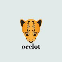 ocelot testa logo design con arancia colore vettore