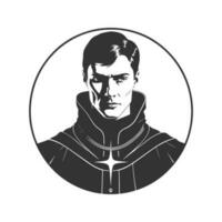 accolito Principe, Vintage ▾ logo linea arte concetto nero e bianca colore, mano disegnato illustrazione vettore