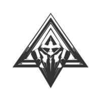 triangolo combattente, Vintage ▾ logo linea arte concetto nero e bianca colore, mano disegnato illustrazione vettore