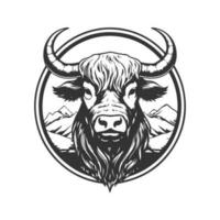 yak, Vintage ▾ logo linea arte concetto nero e bianca colore, mano disegnato illustrazione vettore