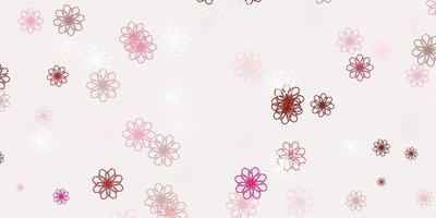 modello di doodle di vettore rosso rosa chiaro con fiori