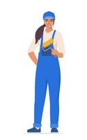 ragazza pittore. donna personaggio nel blu uniforme. vettore illustrazione.