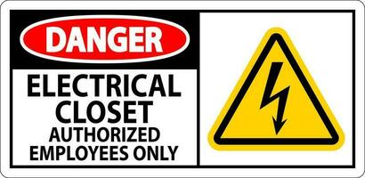 Pericolo cartello elettrico guardaroba - autorizzato dipendenti solo vettore