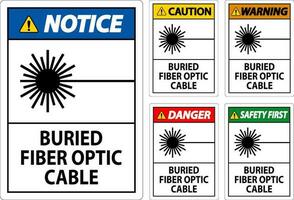 avvertimento cartello, sepolto fibra ottico cavo vettore