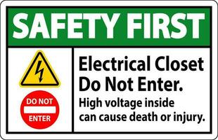 sicurezza primo cartello elettrico guardaroba - fare non accedere. alto voltaggio dentro può causa Morte o infortunio vettore