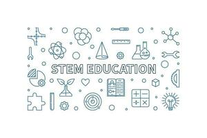 stelo formazione scolastica - scienza, tecnologia, ingegneria, matematica linea striscione. vettore orizzontale illustrazione