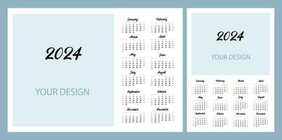 calendario modello per 2024. vuoto spazio per il tuo design o foto. verticale e verticale formato vettore