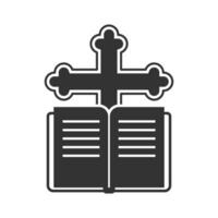 vettore illustrazione di battesimo libro icona nel buio colore e bianca sfondo