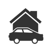 vettore illustrazione di auto Casa icona nel buio colore e bianca sfondo