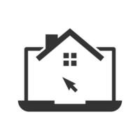 vettore illustrazione di casa design su il computer portatile icona nel buio colore e bianca sfondo