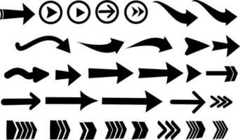 impostato di nuovo stile nero vettore frecce isolato su bianca sfondo. sostituibile vettore icona freccia. frecce vettore illustrazione collezione.