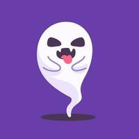 carino fantasma cartone animato fantasma nel bianca mantello Halloween pauroso illustrazione vettore