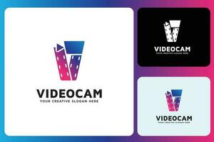 v video telecamera film logo design modello vettore