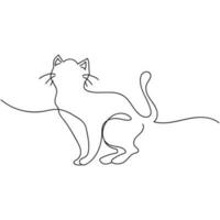 il stile è uno solido linea, seduta gatto, il silhouette di un' carino flessibile gatto, un' nero linea disegnato di mano. logo per veterinario clinica, design per stampa attività commerciale carte, striscioni, siti web vettore