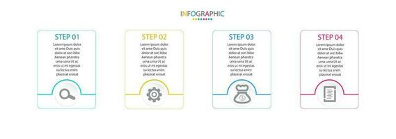 vettore Infografica moderno grafico modello con icone e 4 opzioni