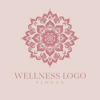 benessere vettore logo design. mandala floreale vettore emblema.