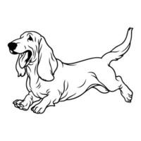 bassetto segugio, mano disegnato cartone animato carattere, cane icona. vettore