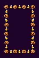 carino verticale rettangolo Halloween telaio confine design con Jack o lanterna, zucche, caramella Mais. sociale media bandiera inviare vettore illustrazione.