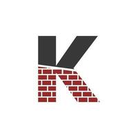 lettera K con mattone parete logo vettore design edificio azienda, creativo iniziale lettera e parete logo modello