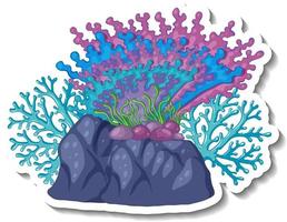 un modello di adesivo con elemento del mare di corallo isolato vettore