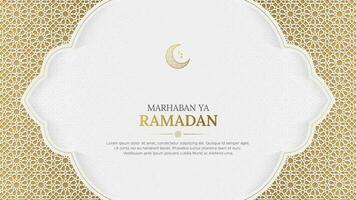 Ramadan kareem bianca e d'oro islamico sfondo con decorativo ornamento modello vettore