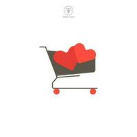shopping carrello con cuore icona simbolo vettore illustrazione isolato su bianca sfondo