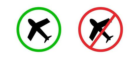 viaggio permesso e viaggio bandire. iscrizione permesso e partenza Proibito aereo icona impostare. vettore