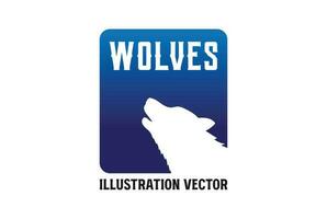 semplice minimalista piazza ululato lupo coyote silhouette illustrazione vettore