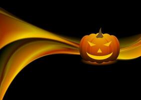 arancia onde e Halloween zucca su nero sfondo vettore