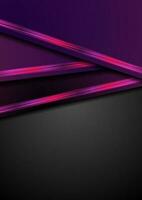 buio viola astratto sfondo con neon strisce vettore