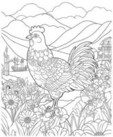 pollo colorazione pagine per adulti vettore
