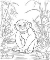 carino scimpanzé colorazione pagine vettore