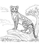 realistico ghepardo colorazione pagine vettore