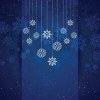 scarso nevicata Natale sfondo. delicato volante neve fiocchi e stelle su buio blu notte sfondo. bellissimo inverno argento fiocco di neve copertura modello. delicato vettore illustrazione.