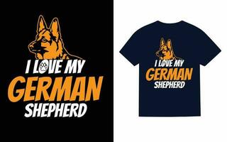 Tedesco pastore cane tipografia maglietta design vettore