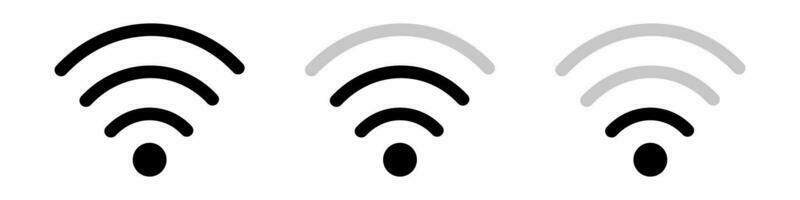 Rete icone con diverso stili per ogni segnale forza livello. Wi-Fi forza livello e un' Rete icona per ogni livello di segnale forza. vettore. vettore