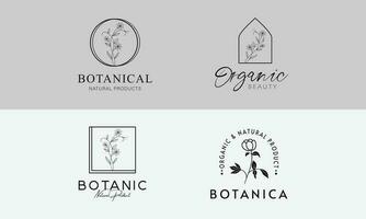 floreale elemento mano disegnato botanico logo con selvaggio fiore vettore