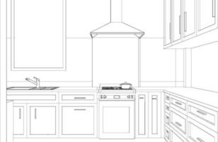3d illustrazione di cucina camera vettore