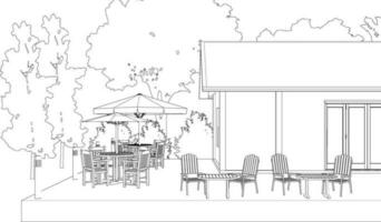 3d illustrazione di ristorante e caffè negozio vettore