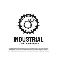 industriale logo con Ingranaggio concetto. ingegneria e meccanico cartello o simbolo. tecnologia icona -vettore vettore