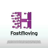 veloce in movimento logo con iniziale h lettera concetto. movimento cartello. tecnologia attività commerciale e digitale icona -vettore vettore