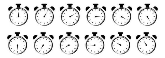 tempo icona con un' bianca sfondo, orologio simbolo, cronometro cartello, vettore illustrazione elemento