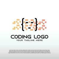 codifica logo con colorato e pixel concetto. tecnologia icona -vettore vettore