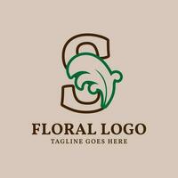 lettera S floreale delineato Vintage ▾ foglia colore vettore logo design