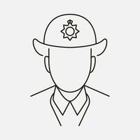 inglese poliziotto linea icona. bobby ufficiale avatar. Londra sicurezza. vettore illustrazione